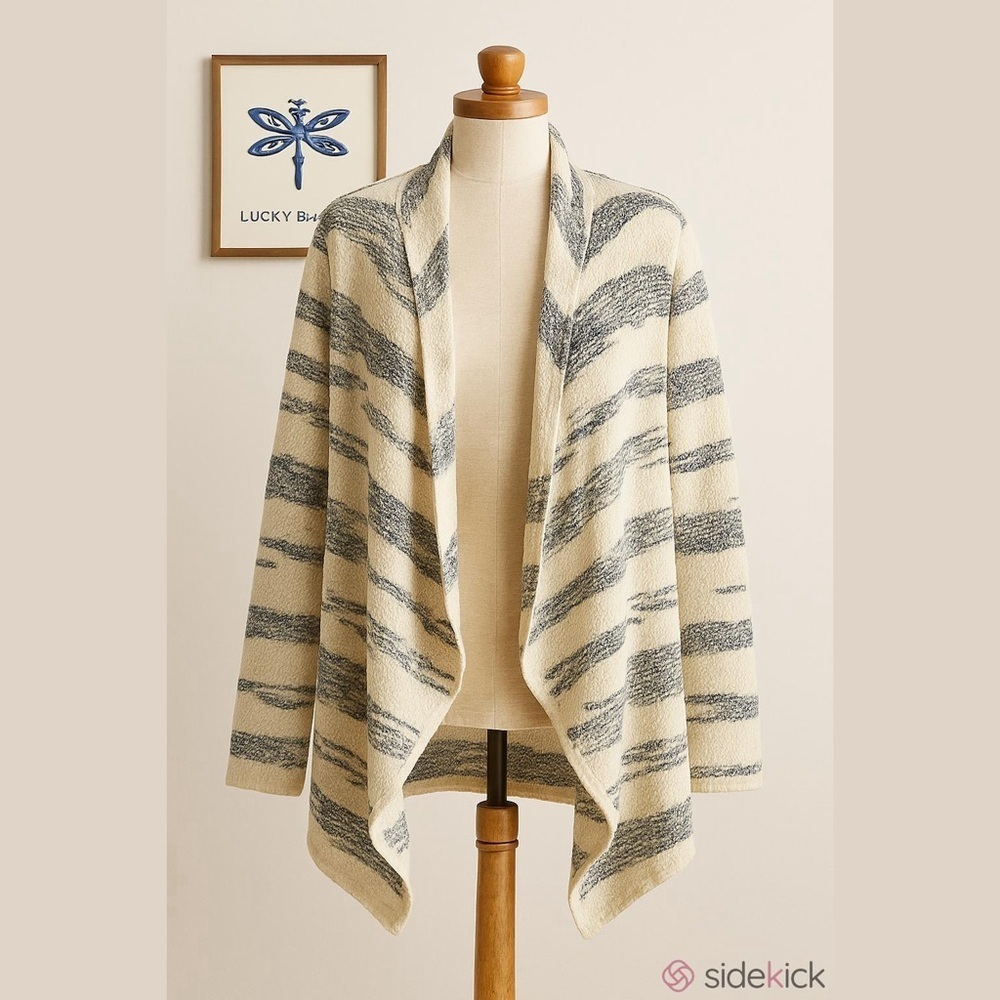 Lucky Brand Striped Open Front Cardigan Sweater